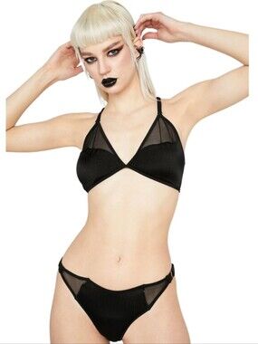 Devil Fashion Black Mesh Bikini Set